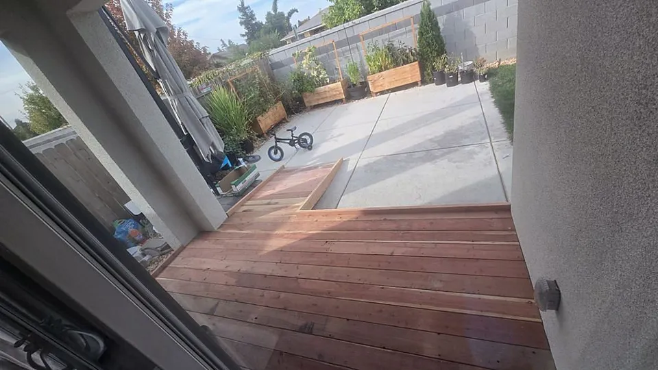 New wood deck off a back door